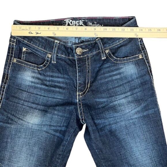 ROCK 47 by Wrangler Boot Cut Embellished Jeans Metallic Gold Women's Size 28 - Picture 4 of 12